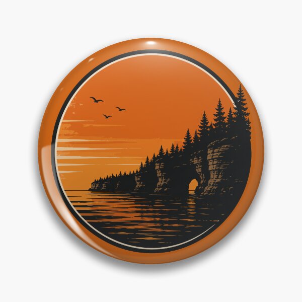 Item preview, Pictured Rocks National Lakeshore Sunset Silhouette Poster | Retro Michigan Landscape Wall Art designed and sold by Nubrixa-Studio.