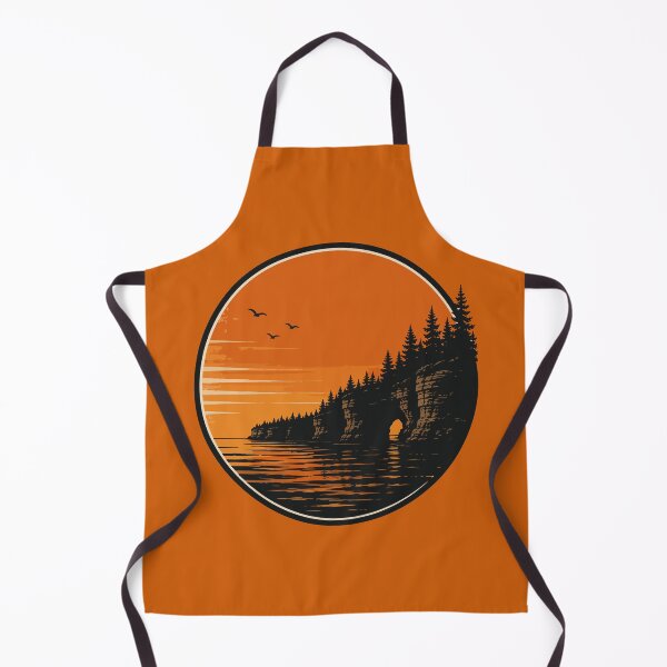 Item preview, Pictured Rocks National Lakeshore Sunset Silhouette Poster | Retro Michigan Landscape Wall Art designed and sold by Nubrixa-Studio.
