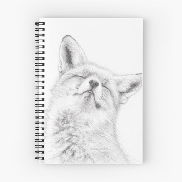 Item preview, Happy Fox Pencil Sketch | Black and White Wildlife Portrait Art designed and sold by Leon Woods Pencil Art.