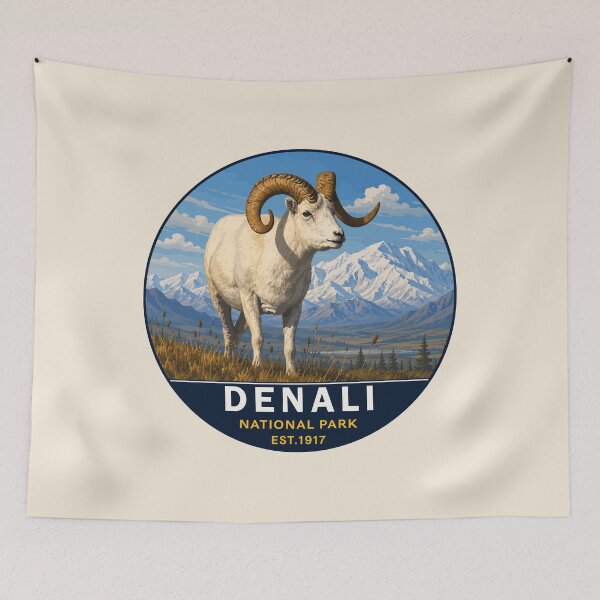 Item preview, Denali National Park Retro Mountain Wilderness designed and sold by Gideon Emmerich.