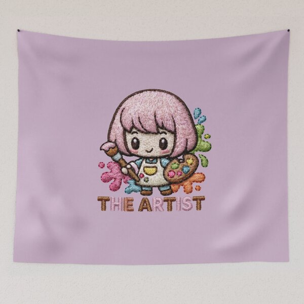 Item preview, Cute Embroidery Artist Doll with Paint Palette designed and sold by MegaNovaArt.