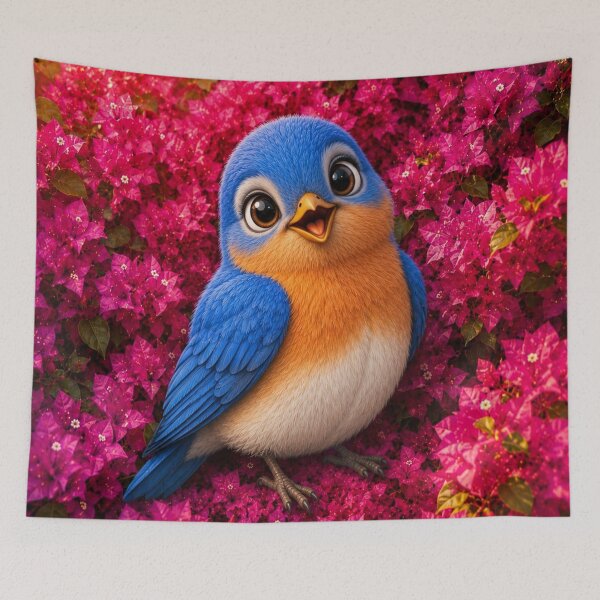 Item preview, Cute Bluebird Among Pink Blossoms designed and sold by Rohan132.