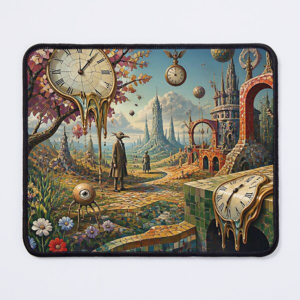 Item preview, Golden Surreal Fantasy Landscape Melting Clock Dali Inspired Art designed and sold by Beyond The Canvas.