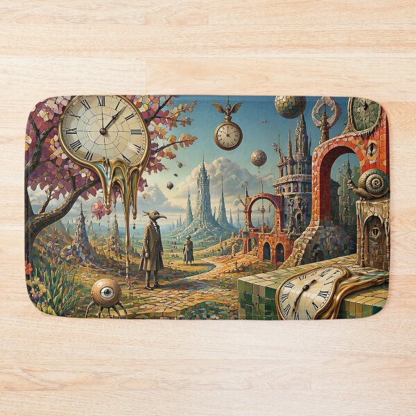 Item preview, Golden Surreal Fantasy Landscape Melting Clock Dali Inspired Art designed and sold by Beyond The Canvas.