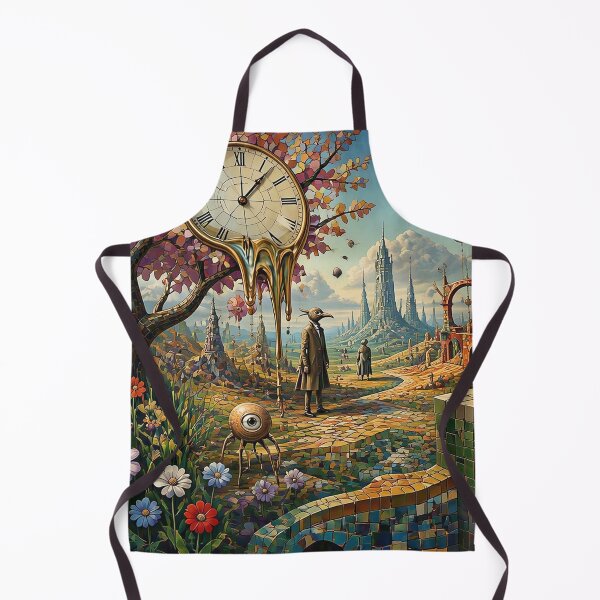 Item preview, Golden Surreal Fantasy Landscape Melting Clock Dali Inspired Art designed and sold by Beyond The Canvas.