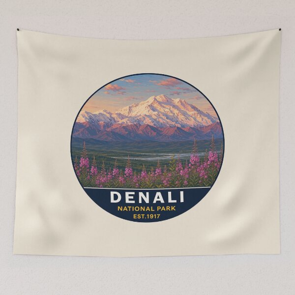 Item preview, Denali National Park Retro Mountain Wilderness designed and sold by Gideon Emmerich.
