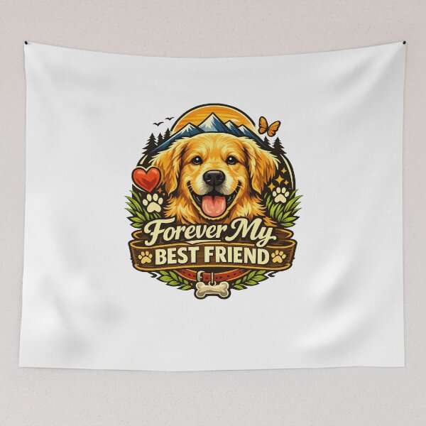 Item preview, Forever My Best Friend Golden Retriever Puppy Mountain Sunset Dog Lover Design designed and sold by Sahil Randhawa.