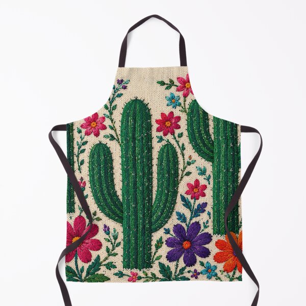 Item preview, Traditional Mexican Cactus Embroidery | Colorful Folk Floral Textile Art designed and sold by BrainCurves.
