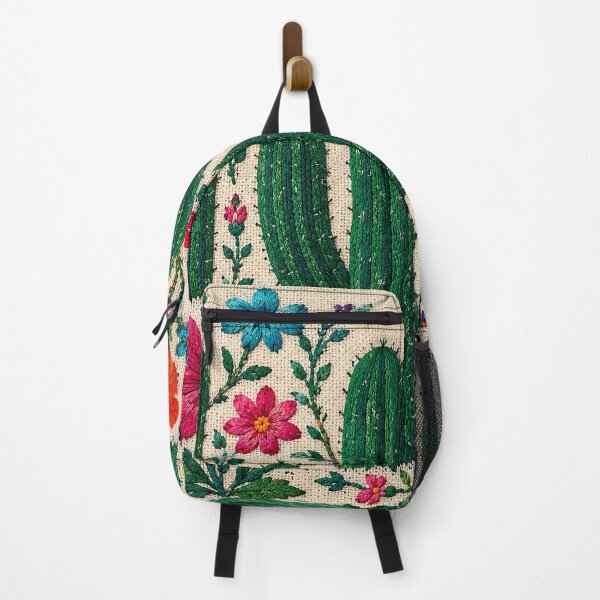 Item preview, Traditional Mexican Cactus Embroidery | Colorful Folk Floral Textile Art designed and sold by BrainCurves.