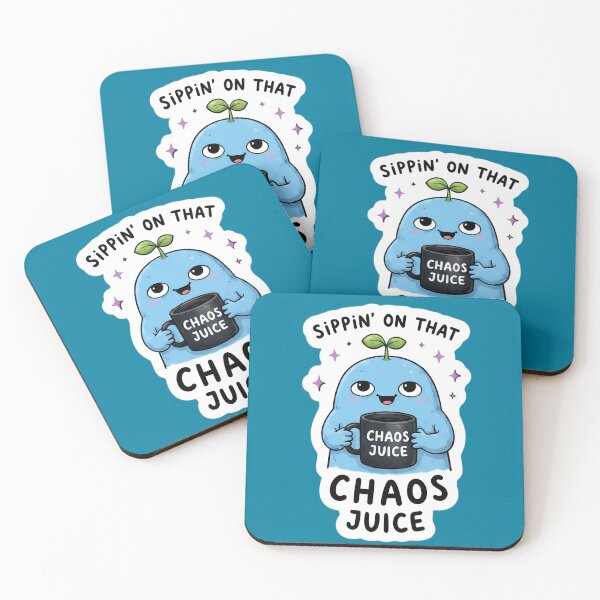 Item preview, Funny Inappropriate Sippin’ On That Chaos Juice Cute Blue Blob Sticker | Funny Coffee Meme Aesthetic designed and sold by Bhaskar Digital Art.