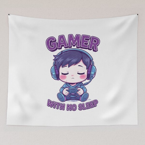 Item preview, ​Gamer With No Sleep Cute Chibi Gaming Boy designed and sold by ThunderRed.