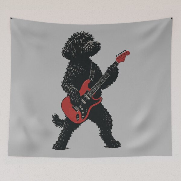 Item preview, Vintage Goldendoodle Rock Playing Guitar Funny Dog designed and sold by khallidaart.