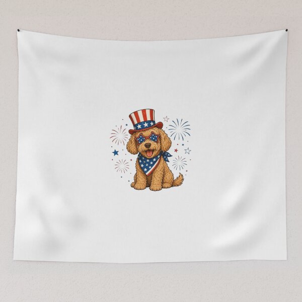 Item preview, Patriotic Goldendoodle Dog | Funny Fourth of July American Flag Puppy designed and sold by AveniaOficial.