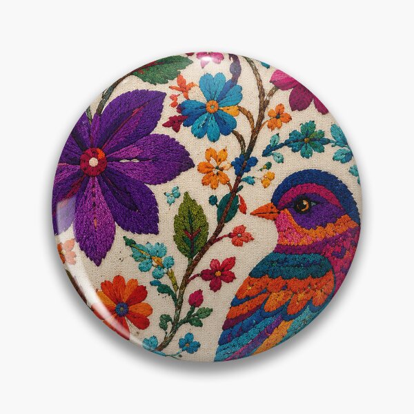 Item preview, Traditional Mexican Folk Art Colorful Embroidered Bird Floral designed and sold by BrainCurves.