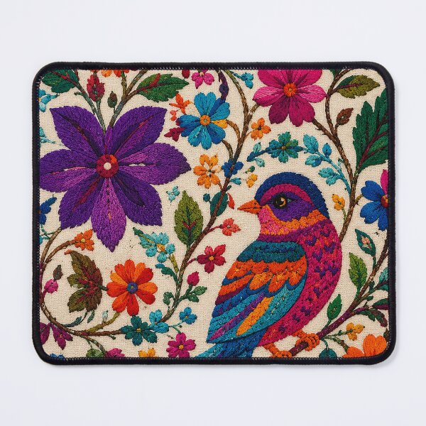 Item preview, Traditional Mexican Folk Art Colorful Embroidered Bird Floral designed and sold by BrainCurves.