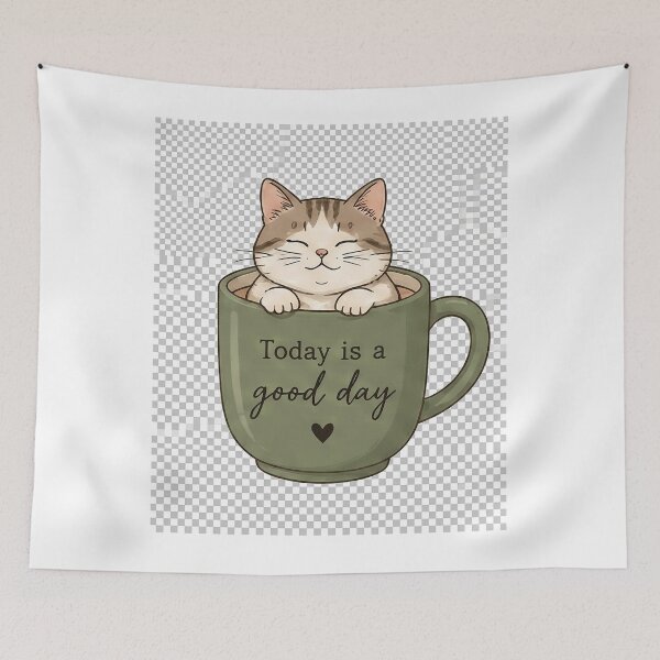 Item preview, Today Is a Good Day | Cute Cat in Coffee Mug | Kawaii Cat Lover Quote | Cozy Coffee Aesthetic Gift designed and sold by Sara-Ai.