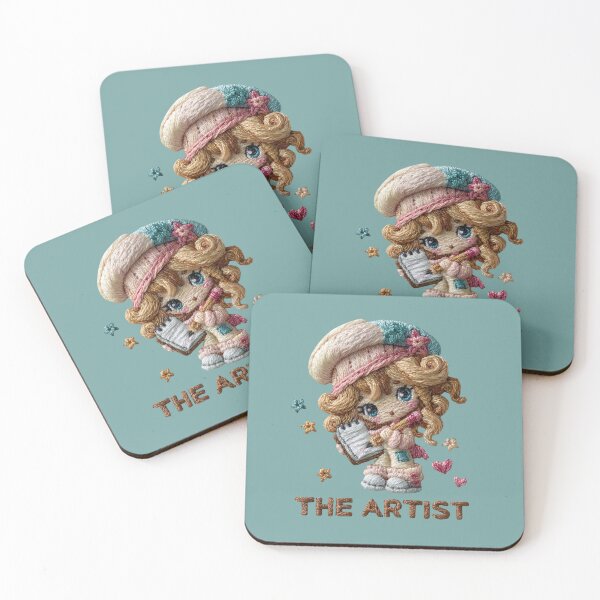 Item preview, The Artist Cute Painter Girl Embroidery Design designed and sold by MegaNovaArt.