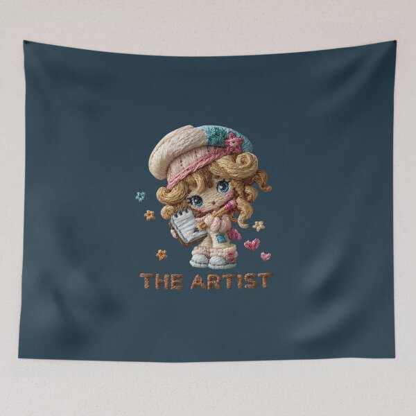 Item preview, The Artist Cute Painter Girl Embroidery Design designed and sold by MegaNovaArt.