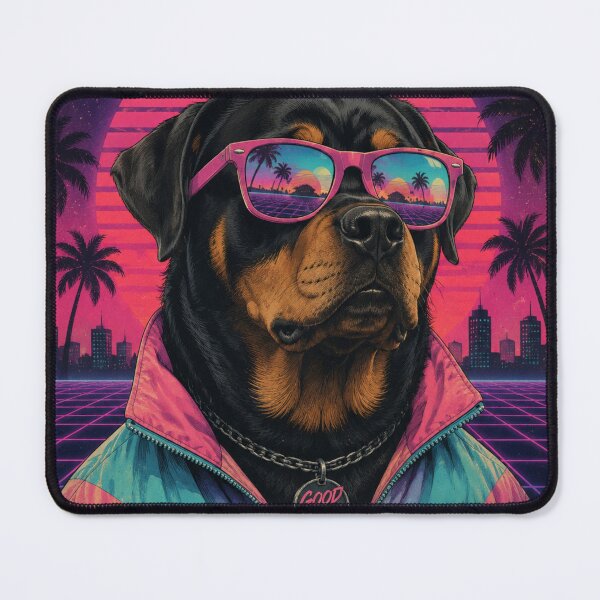 Item preview, Retro Rottweiler Vaporwave Shirt, Neon 80s Dog Art, Stay Cool Rottie, Funny Dog Lover Gift, Synthwave Pet Design designed and sold by LuxeBuzz.