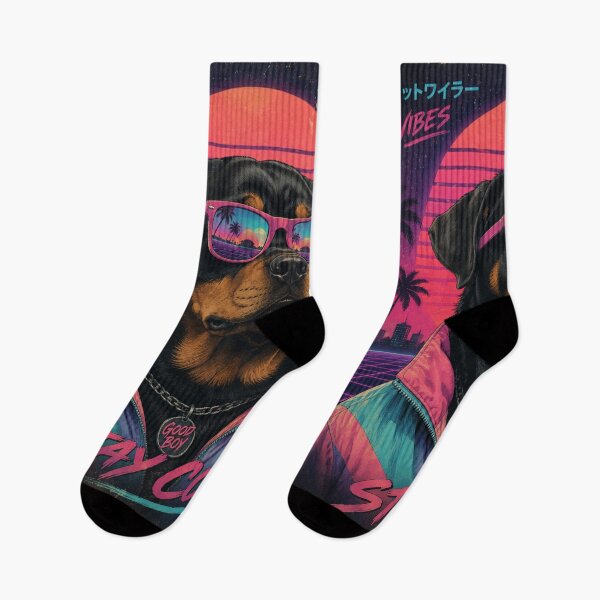 Item preview, Retro Rottweiler Vaporwave Shirt, Neon 80s Dog Art, Stay Cool Rottie, Funny Dog Lover Gift, Synthwave Pet Design designed and sold by LuxeBuzz.