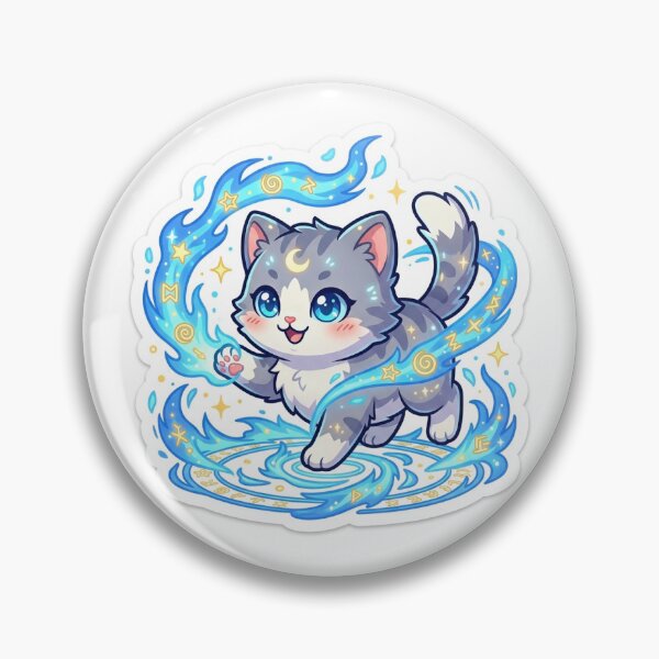 Item preview, Chibi Magical Kitten Blue Fire Vector Sticker designed and sold by uegi.
