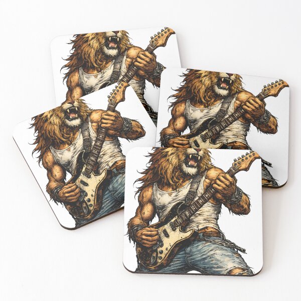 Item preview, Rock N Roll Lion Guitarist Heavy Metal Rocker Art designed and sold by canvahub.