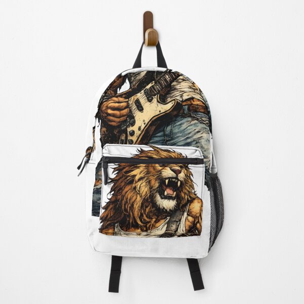 Item preview, Rock N Roll Lion Guitarist Heavy Metal Rocker Art designed and sold by canvahub.