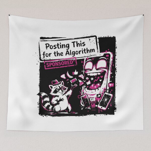 Item preview, Posting This for the Algorithm | Funny Raccoon Meme Social Media Art designed and sold by XYZ LAB by Jesuperman.