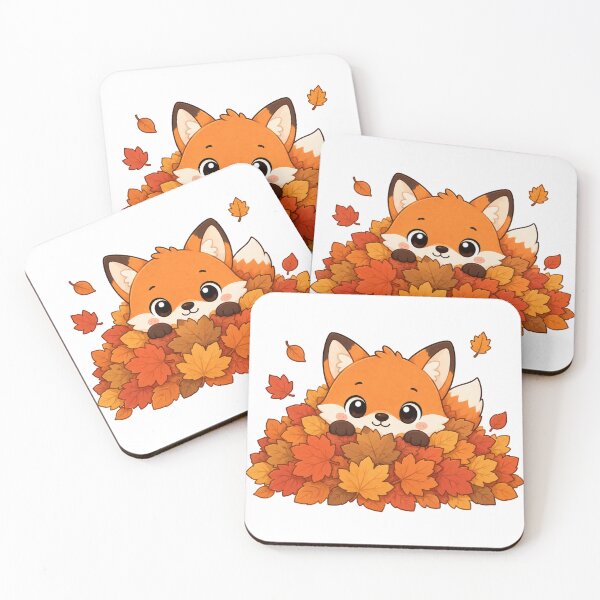 Item preview, Cute Autumn Fox Peeking Through Fall Leaves Cartoon designed and sold by Seculinator.