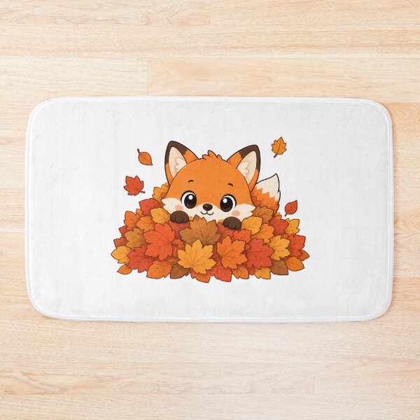 Item preview, Cute Autumn Fox Peeking Through Fall Leaves Cartoon designed and sold by Seculinator.