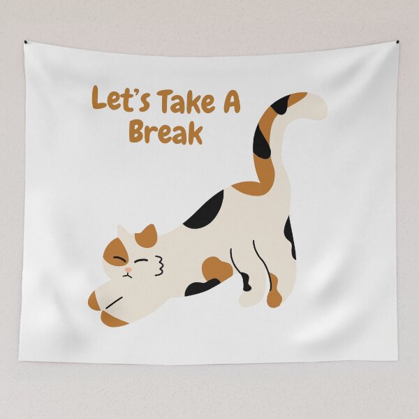 Item preview, Cute Calico Cat Stretching - Let's Take A Break designed and sold by pranshuvibes.