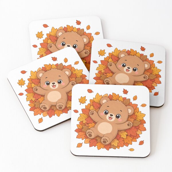 Item preview, Cute Teddy Bear Playing in Autumn Leaves Cartoon designed and sold by Seculinator.