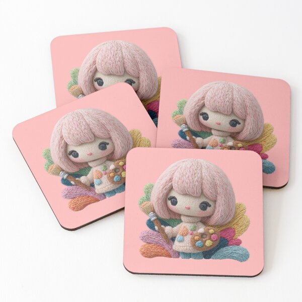 Item preview, Cute Little Artist Doll Embroidery Design designed and sold by MegaNovaArt.