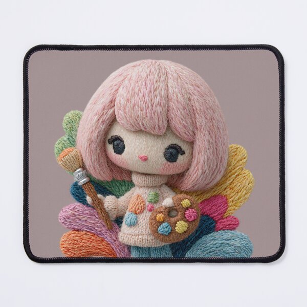 Item preview, Cute Little Artist Doll Embroidery Design designed and sold by MegaNovaArt.
