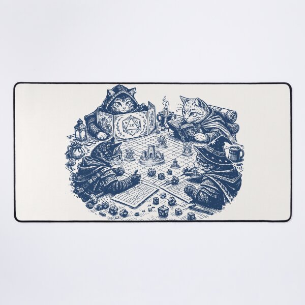 Item preview, DND CATS playing Dungeons and Dragons, RPG retro vintage style designed and sold by DungeonAtelier.