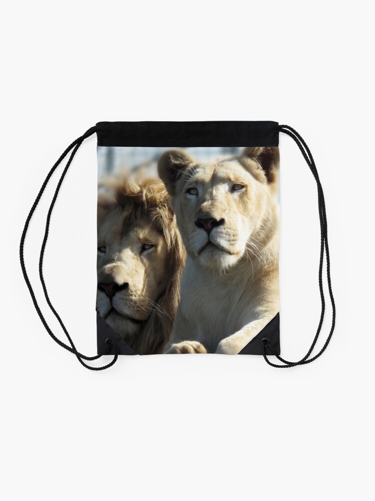 Alternate view of White Lions Drawstring Bag