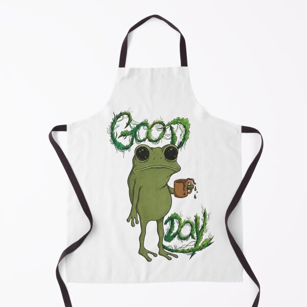 Item preview, Cute Frog Drinking Coffee Good Day Funny Moss Text Cottagecore Art designed and sold by Daily-chaos.