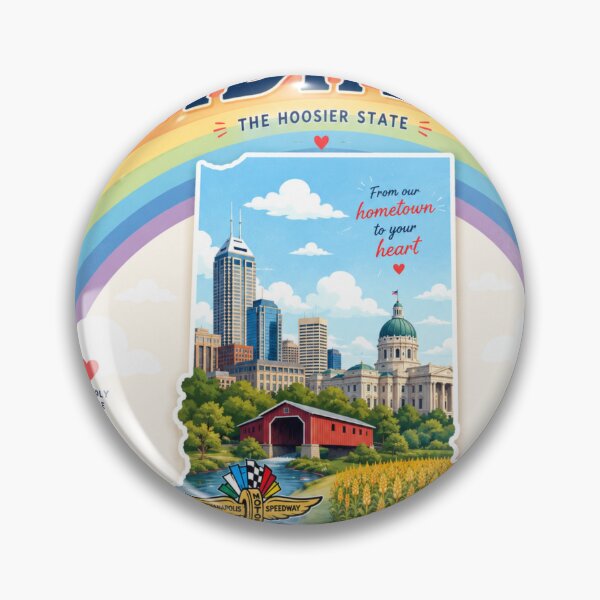 Item preview, Indiana Rainbow Skyline Travel Poster | Colorful Hoosier State Wall Art designed and sold by ElartedeNoel.