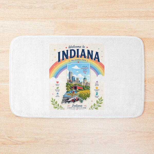 Item preview, Indiana Rainbow Skyline Travel Poster | Colorful Hoosier State Wall Art designed and sold by ElartedeNoel.