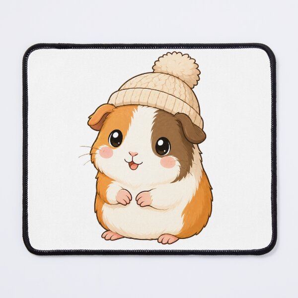 Item preview, Cute Guinea Pig Wearing Cozy Winter Hat Cartoon designed and sold by Seculinator.