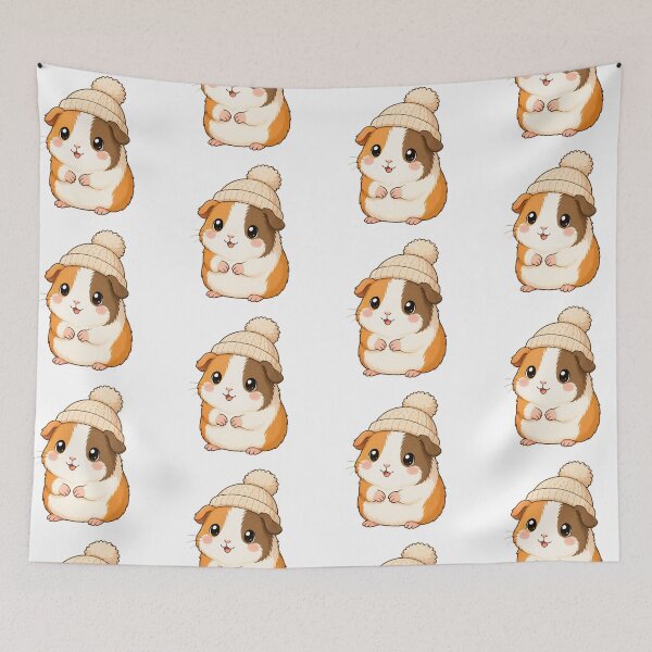 Item preview, Cute Guinea Pig Wearing Cozy Winter Hat Cartoon designed and sold by Seculinator.