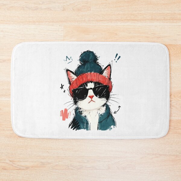Item preview, Cool Tuxedo Cat with Beanie & Sunglasses – Hand-Drawn Cat Art designed and sold by RamyGallery.