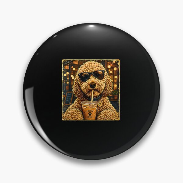 Item preview, Funny Goldendoodle Drinking Iced Coffee Dog with Sunglasses designed and sold by Rahamkshop.