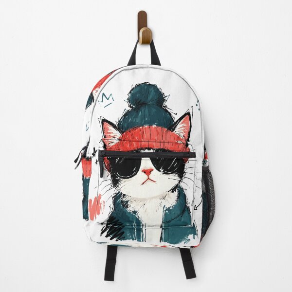 Item preview, Cool Tuxedo Cat with Beanie & Sunglasses – Hand-Drawn Cat Art designed and sold by RamyGallery.