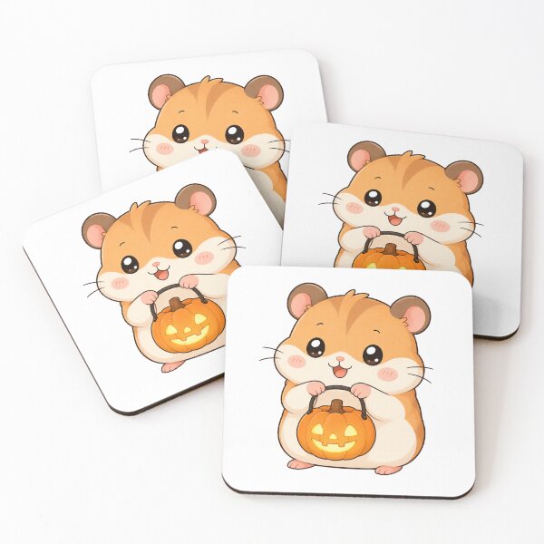 Item preview, Cute Hamster Holding Halloween Pumpkin Bucket Cartoon designed and sold by Seculinator.