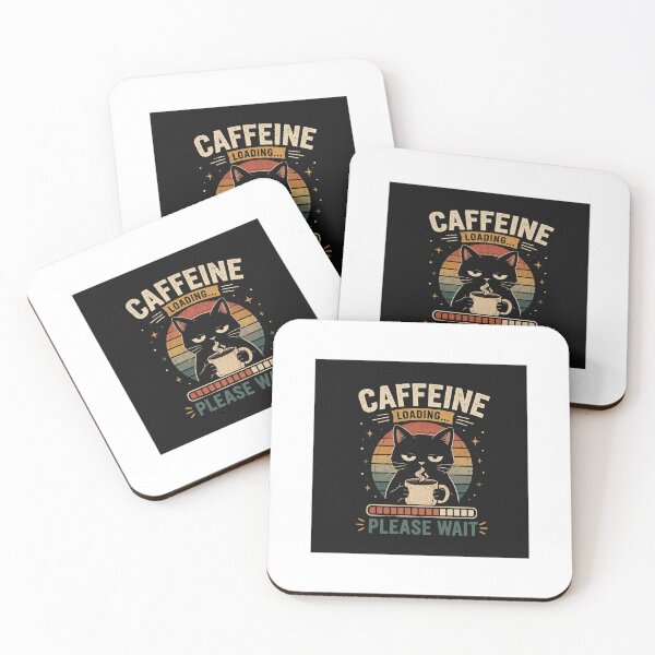 Item preview, Caffeine Loading Funny Black Cat Coffee Lover Vintage Retro Design designed and sold by faithsunflower.