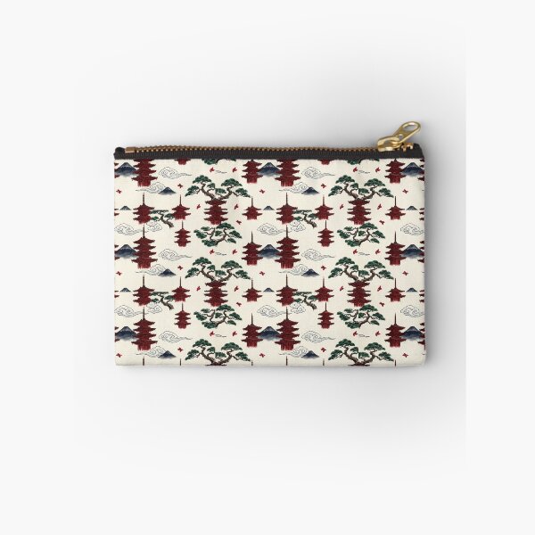 Item preview, Japanese Pagoda and Mt Fuji Pattern - Traditional Asian Art Print designed and sold by ArtfulAlchemy1.