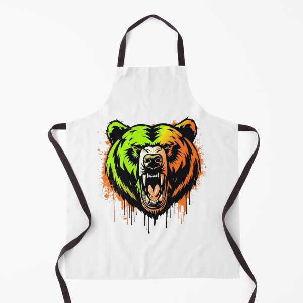 Item preview, Roaring Grizzly Bear Neon Paint Splatter Art designed and sold by ByKayaPrints.