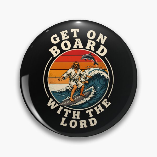 Item preview, Get On Board With The Lord Jesus Surfing Dolphin Christian Faith - Sunset Beach designed and sold by CutOutIdols.