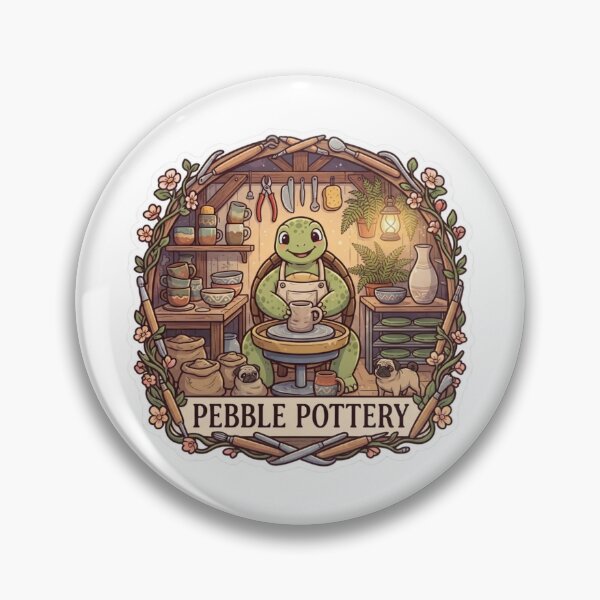 Item preview, Pebble Pottery | Cottagecore Turtle Potter | Woodland Ceramics Studio | Handmade Pottery Workshop | Cozy Artisan Shop | Whimsical Pottery Art Gift designed and sold by MrDev.